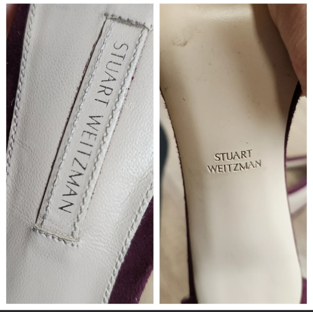 Stuart Weitzman Women's Burgundy Suede Nudistcurve Heels G 260502-7 open toe 8.5 - Picture 7 of 17